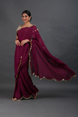 Maroon Saree With Gold Blouseuntitled (11 of 11)